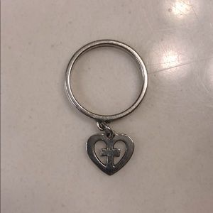 Jame Avery heart cross dangle ring